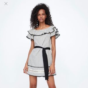 ZARA Belted Ruffles Dress